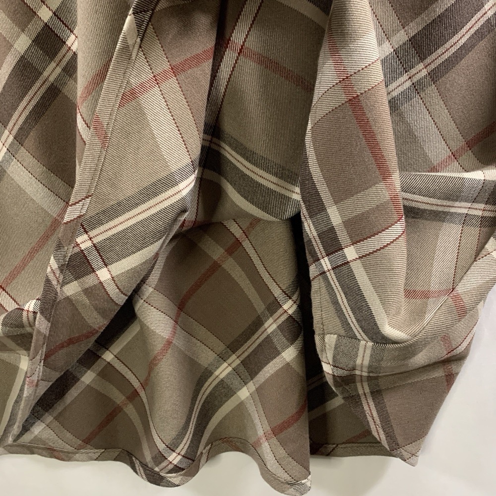 Womens Bias Tartan Plaid Midi Skirt Sz 14 Brown Academia Countryside Heritage - Picture 2 of 11